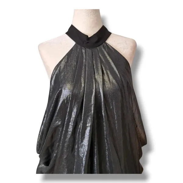 BCBGeneration Metallic Halter Mini Dress‎ Black Silver XS Cocktail Party NWT NEW - Image 4