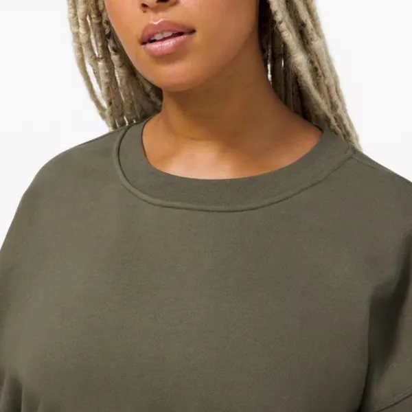 Lululemon Perfectly Oversized Crew Crewneck Sweatshirt Cotton Terry Army Green - Image 5
