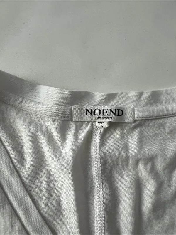 No End Denim Supima Cotton Deep V-Neck Tee White Small $59 - Image 6