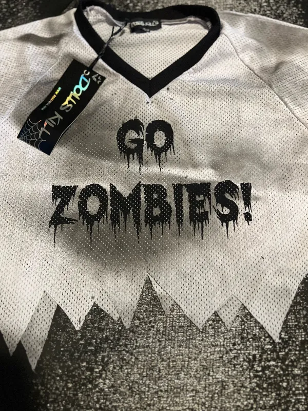 Womens XL NWT Dolls Kill Go Zombies Cropped Football Jersey - Image 5