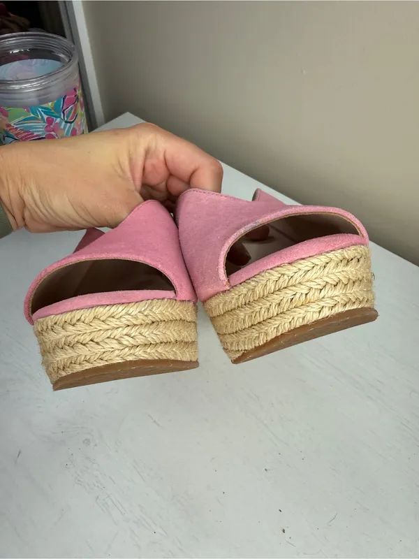 KATE SPADE Thea Wedge in Rococo Pink Sz 8 Suede Espadrille Feminine Girly - Image 7