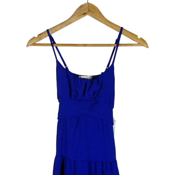 NWT Altar'd State Tiered Solid Mini Dress Blue Boho Smocked Back Size XS - Image 2