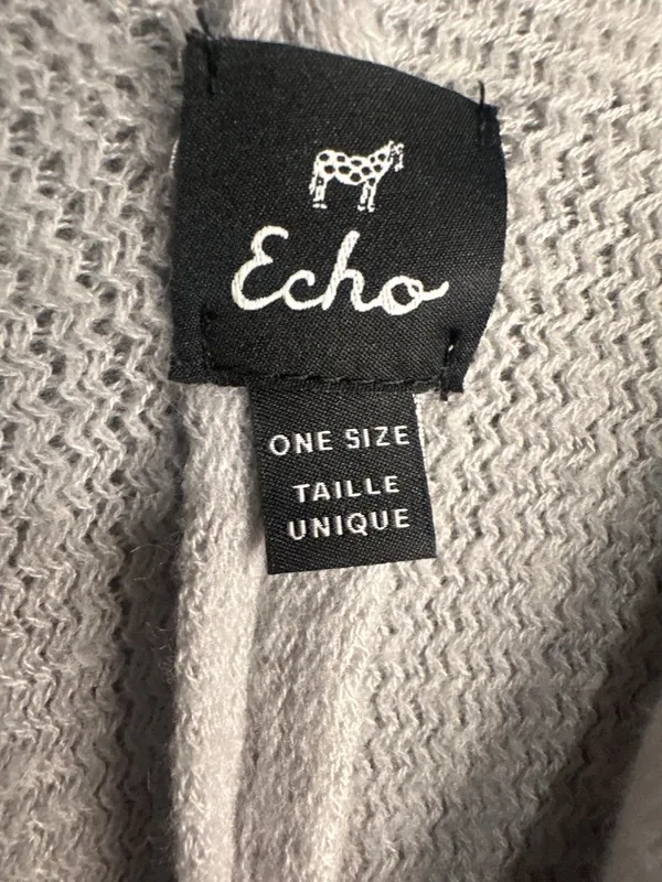 Echo Gray Fringe Knit Poncho Wrap Shawl One Size Boho Western Cozy Layering - Image 4