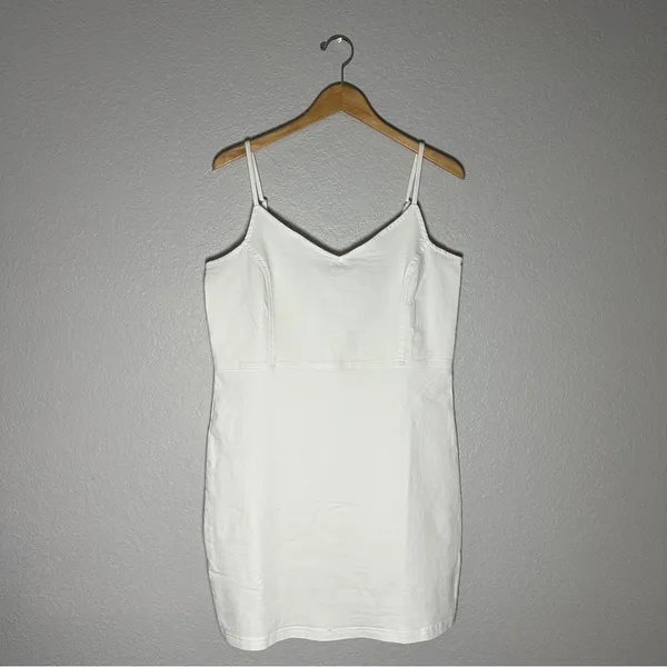 DEREK HEART Womens White Denim Short Body‎ Con Cocktail Dress Juniors XL NEW - Image 2