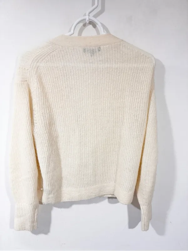 Quince Cream Alpaca Wool V Neck Cardigan Sweater Size Small - Image 6