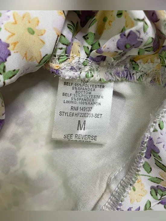 NWT HYFVE Lilac Floral Ruched Mini Skirt with Ruffles size M - Image 2