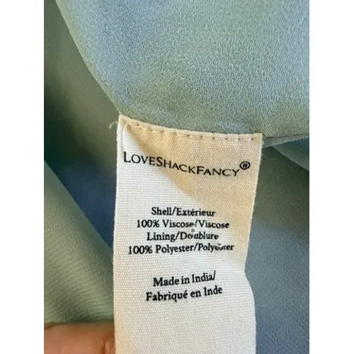 LoveShackFancy Floral Smocked Waist Tiered Midi Dress Sage Green XS - Image 5