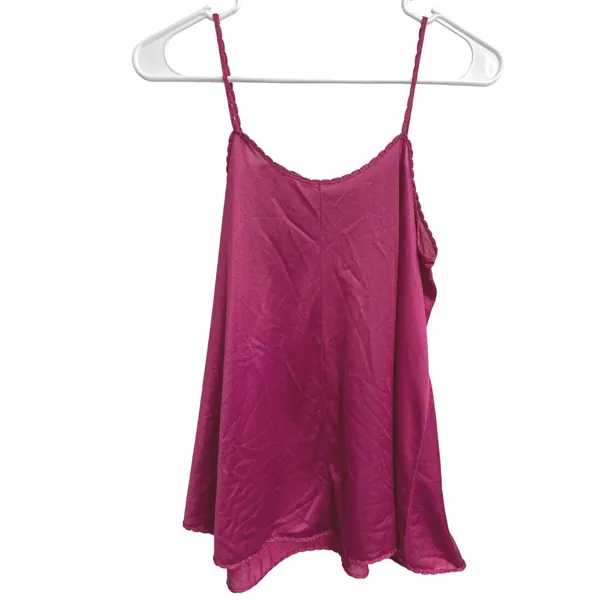 Vintage 70s/80s Rena Pink Lace Camisole Satin Slip Top Coquette Lingerie Small - Image 2