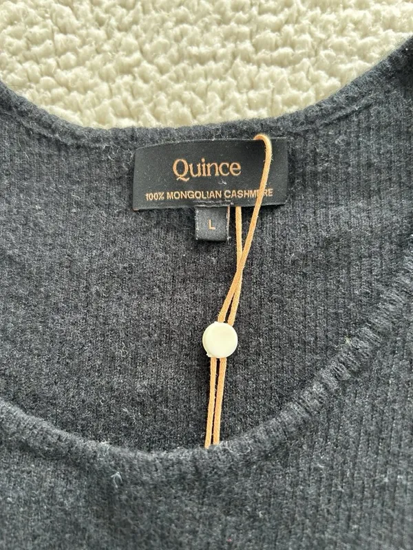 Quince Featherweight Cashmere Ribbed Tank Black Size Large - Image 11