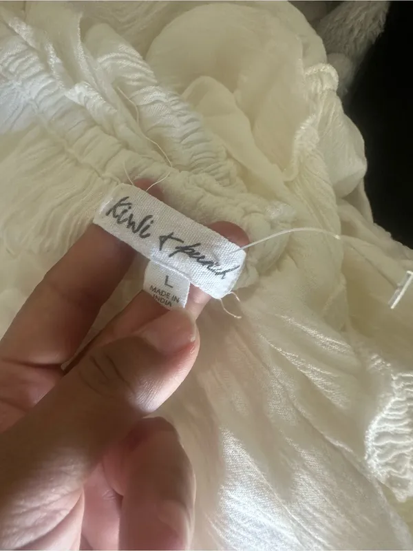 Kiwi & Punch White Faux Tie Front Tiered Sundress Women’s Size L Summer Dress - Image 5