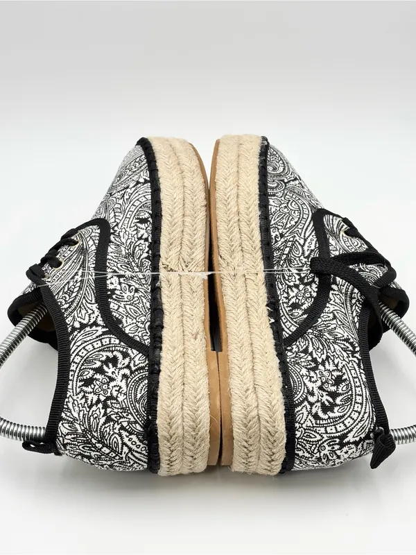 Catisa Black & White Paisley Espadrille Lace-Up Flats Size 37 / US 6.5 - Image 8