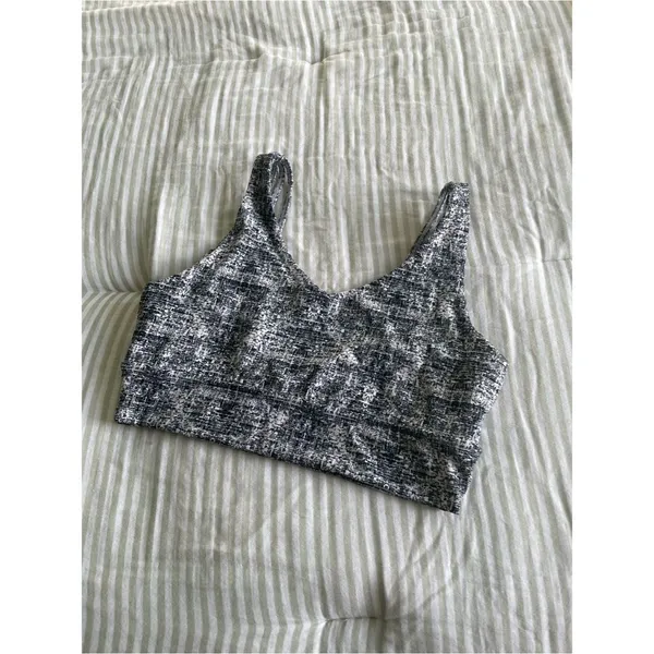 Buffbunny Strappy Back Sports Bra Size Large Black White Print - Image 2