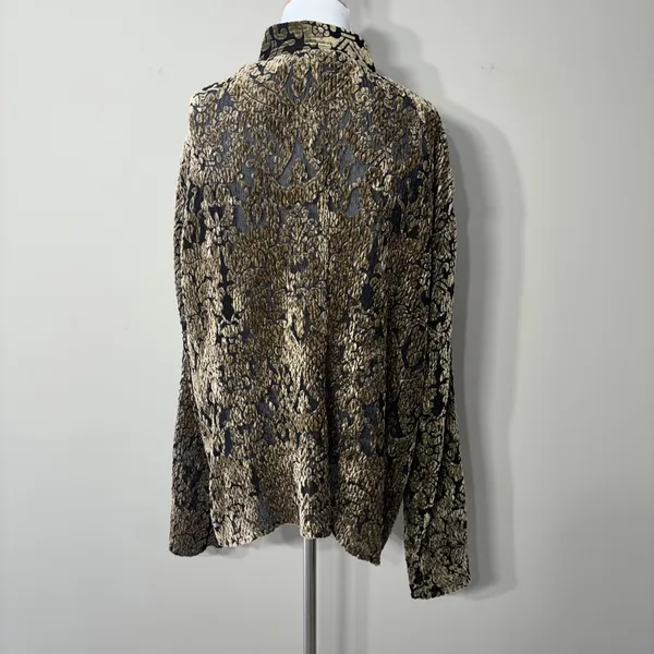 Chicos 3 Jacket Topper Womens XL Crinkle Velvet‎ Burnout Sheer Brown Whimsigoth - Image 6