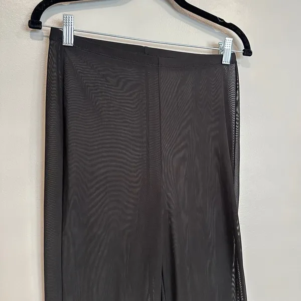 Womens Black Mesh Flared Bell Bottom Pants Sheer Cover Up Festival Size‎ M - Image 5