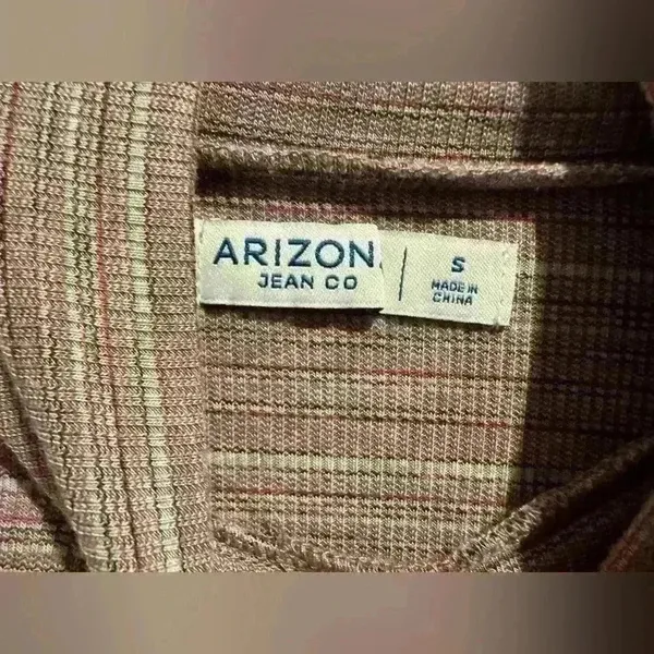 Arizona Jeans Women’s Mockneck Green Stripe Rayon‎ Top Size S - Image 6