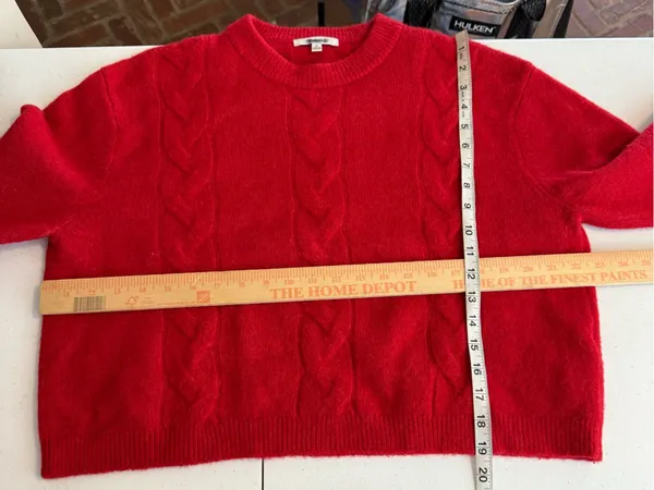 Madewell Crimson red CloudSoft Drop-Shoulder Sweater Size medium Nautical preppy - Image 5