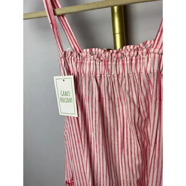 Grace Holiday Pink and White Stripe Tiered Dress NWT Sz. XS - Image 3