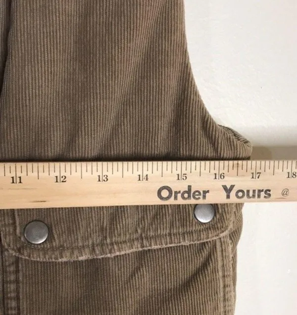 Vintage corduroy puffer zip and button up pullover fall winter vest size small - Image 7
