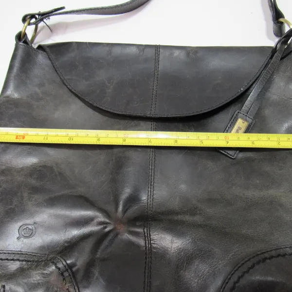 Born Black Leather Shoulder Bag Flip Opening Boho Classic Goth Minimalist - Image 5