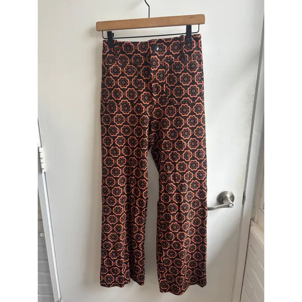 Maeve Anthropologie The Colette Wide Leg‎ Pants Size 26T workwear layered floral - Image 2