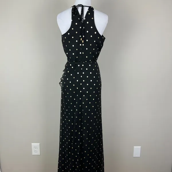 Lovers + Friends Revolve Bridget Maxi Dress Small Black Gold Polka Dot Ruffle S‎ - Image 5
