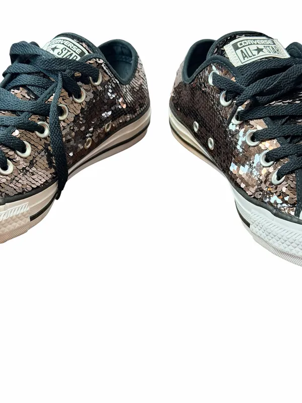Converse Chuck Taylor All Star Sequin Sneakers Women’s 8 Gunmetal Black - Image 5
