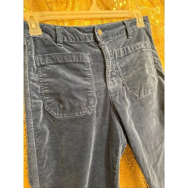 Free People High Time Velvet Kick Flare Crop Blue Pants Size 8 - Image 6