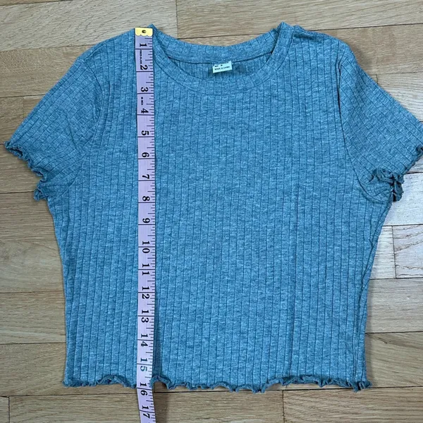 Shein EZwear solid lettuce trim rib-knit tee - Image 6