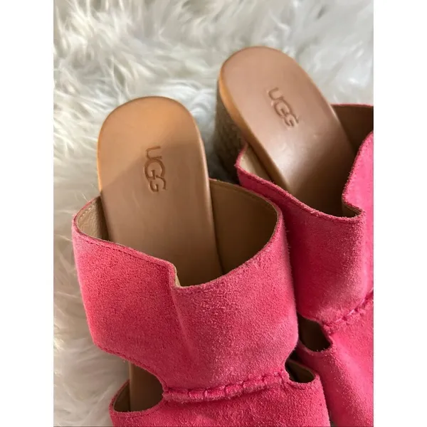 Ugg Sandal Suede Espadrilles Wedge Women's US 8 Slip On Shoes red/orange - Image 2