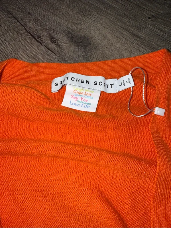 Gretchen Scott Designs Vibrant Orange Button Cardigan Size L - Image 3
