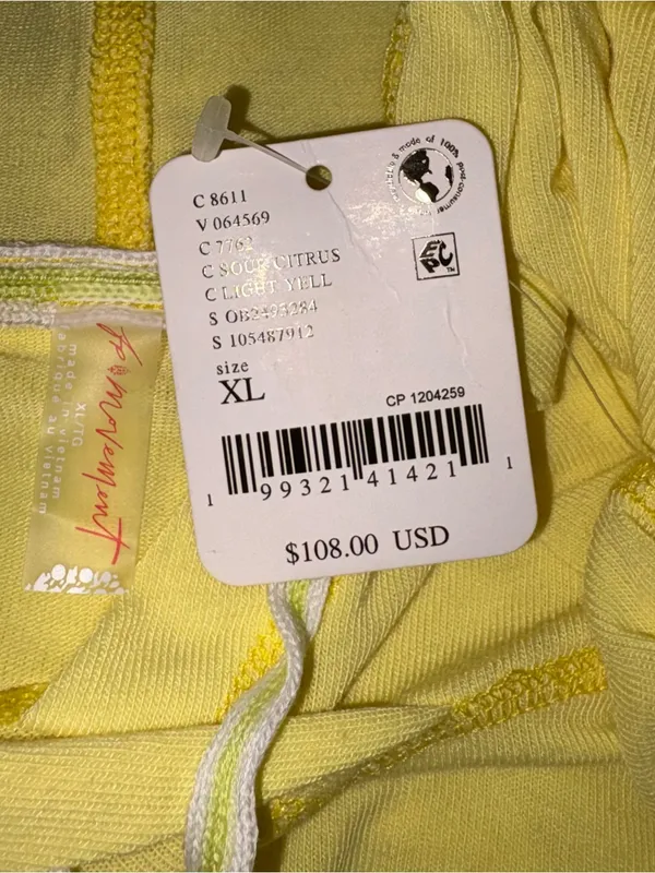FP Movement Wild Ride Hoodie Sour Citrus Light Yellow Extra Large New With Tags - Image 5