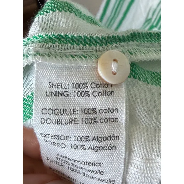 PJ Salvage Green Stripe Cotton Tiered Midi Dress Ruffle Strap Summer Size L - Image 9