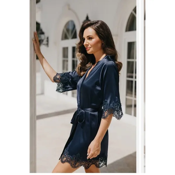 Le Rose Kimono Women's Nightwear Robes Dressing Gown Size S XS Blue NEW‎ - Image 6