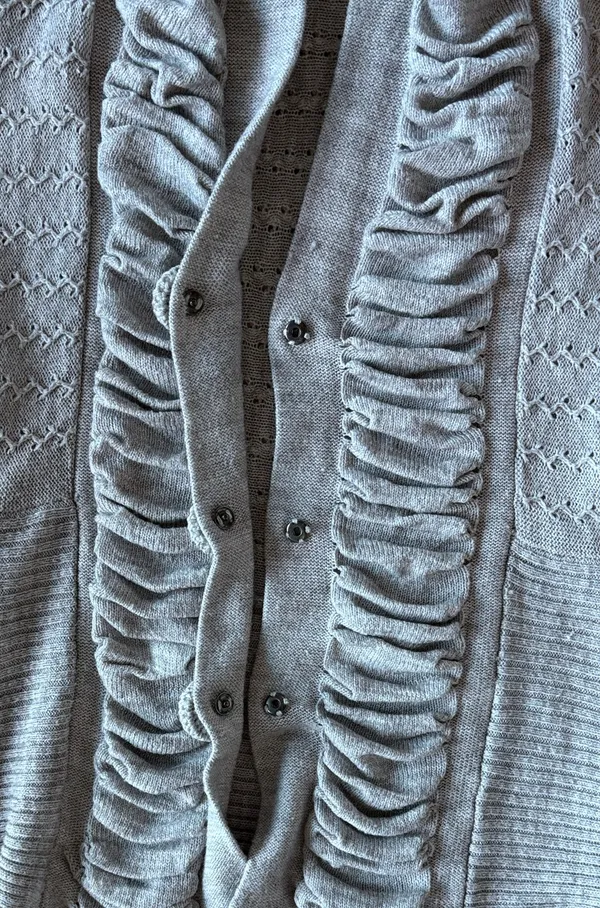 Anthropologie Gray Ruffle Button Down Cardigan  - Image 4