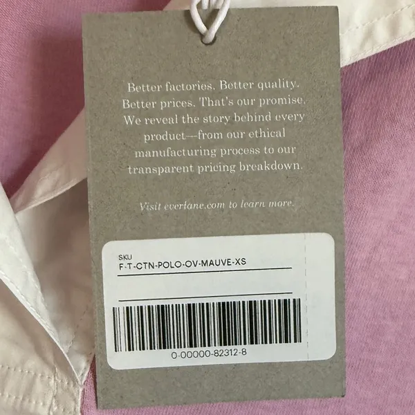 NWT Everlane The Oversized Rugby Polo Shirt Pink Purple‎ Organic Cotton XS - Image 11