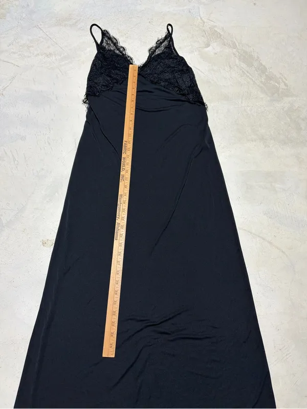 Zara Black Lace Trim long Slip Dress small - Image 5