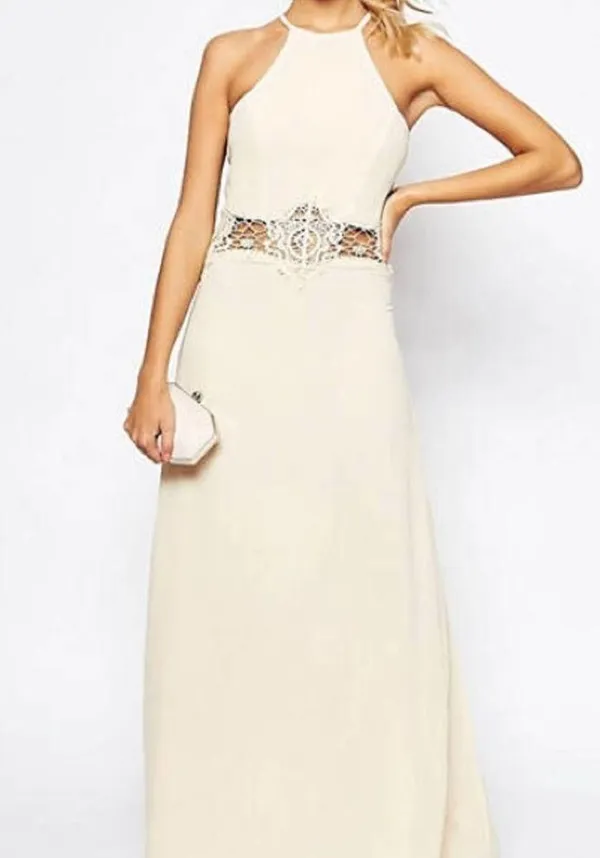 NWT Jarlo London ASOS Cream Aden Maxi Dress Lace Insert Waist Size XS/8 - Image 3