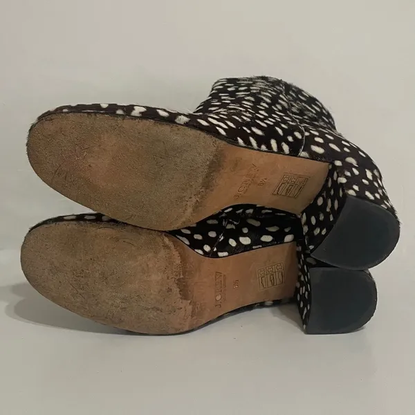 J. CREW Side Zip Ankle‎ Boots Leopard Calf Hair Leather Spotted Zippers Size 8.5 - Image 8
