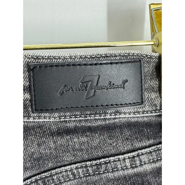 7 For All Mankind Luxe Vintage High Waist Raw Hem Jeans Washed Black Denim 25‎ - Image 3