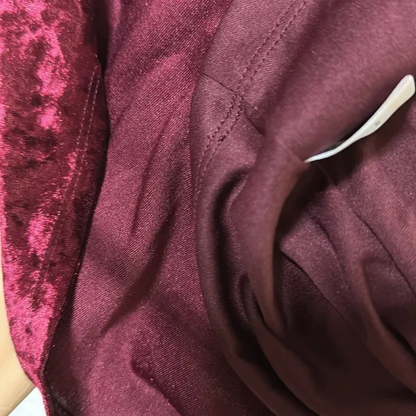 Marc Bouwer Unlimited Burgundy Crushed Velvet Bell Sleeve Keyhole Dress Womens M - Image 14
