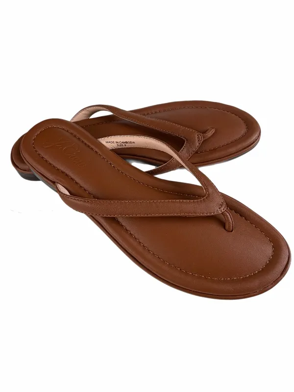 J. CREW Menorca Padded Leather Thong Sandals Brown Size 9 - Image 3