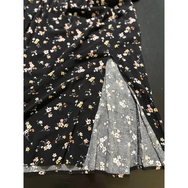 Maurices Black Floral Smocked Midi Dress Short Puff Sleeve Square Neck XXL - Image 3
