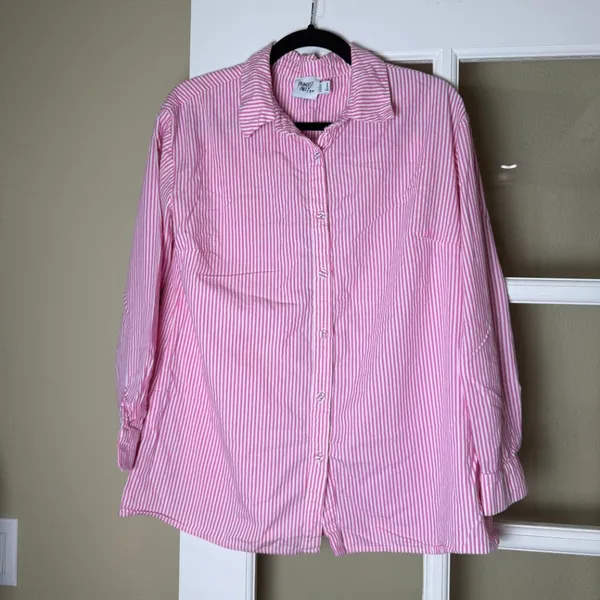 PRINCESS POLLY Pink Striped 2 Piece Set Boxer Shorts & Button Up Size 2 Small - Image 6