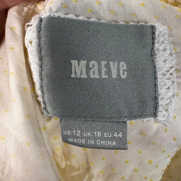Maeve Polka Dot Button Up Shirt Cream Yellow‎ 12 Preppy Academia Anthropologie - Image 8