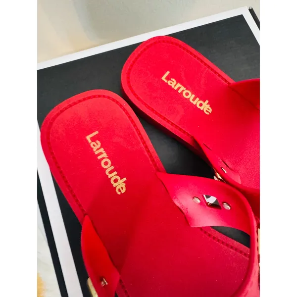 Larroudé Milan Slide‎ Cushioned Sandal (Women), Scarlett Red, Size 8/9, NWT - Image 9