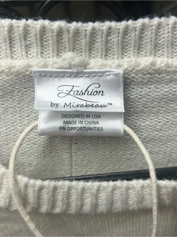 NWOT Fashion by Mirabeau USA Flag Embroidered Knit Crewneck Sweater: L - Image 4