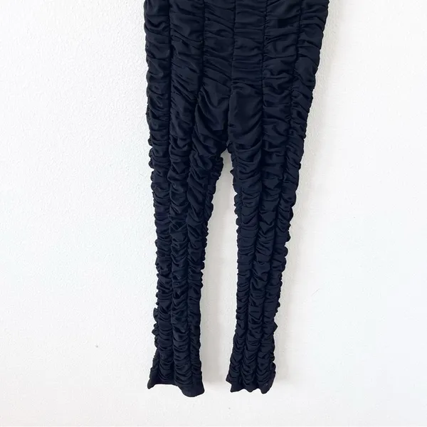 I.AM.GIA Ophelia Black Ruched Mesh Stretch Slim Glam Clubwear Strapless Jumpsuit - Image 5