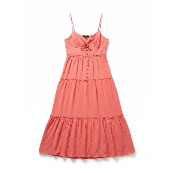 Lulus‎ Sweetest Perception Midi Dress Womens Large Coral Pink NWT Ruffle Tiered - Image 5