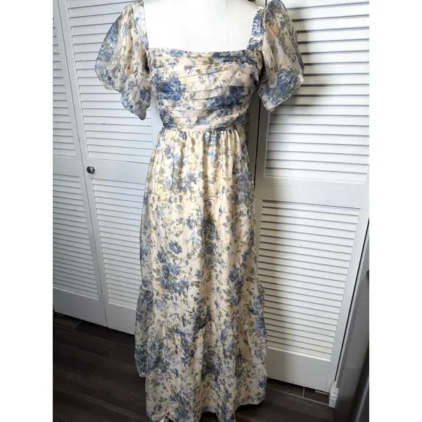Abercrombie & Fitch Emerson Drama Bow-Back Pink Maxi Dress Floral Small - Image 5