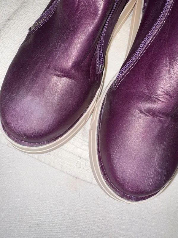 Miz Mooz Leather Platform Ankle Boots Deep Plum side zip Lando Style Sz 37 6.5/7 - Image 8